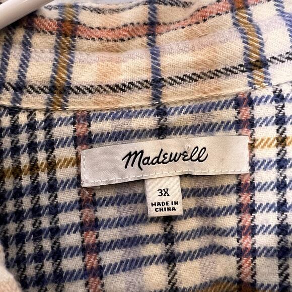 Madewell Womens Flannel Sunday Shirt in Belmont Plaid Plus Size 3X - Picture 11 of 15